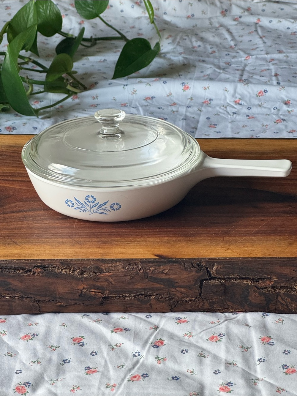 CorningWare 6” Skillet With Blue Cornflower Pattern & Glass Lid